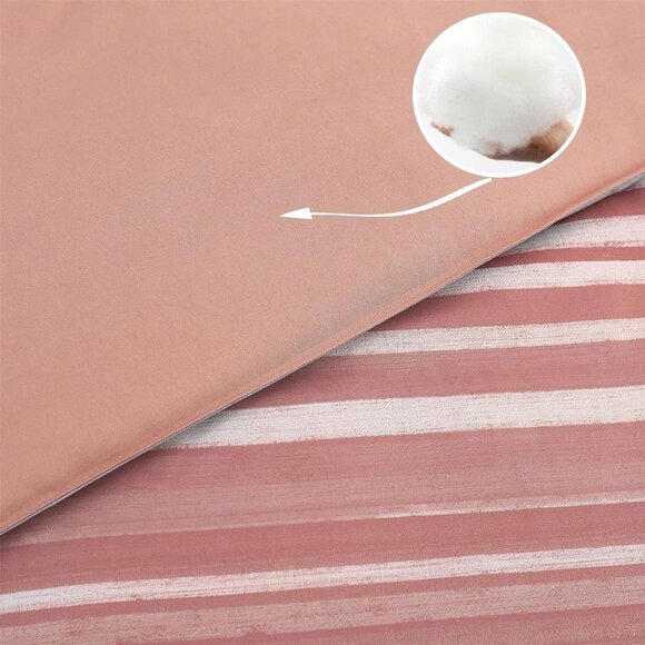 7pc Bed in a Bag Stripe Comforter/Sheet Set FULL White/Gray/Blush Pink Striped - Picture 5 of 7
